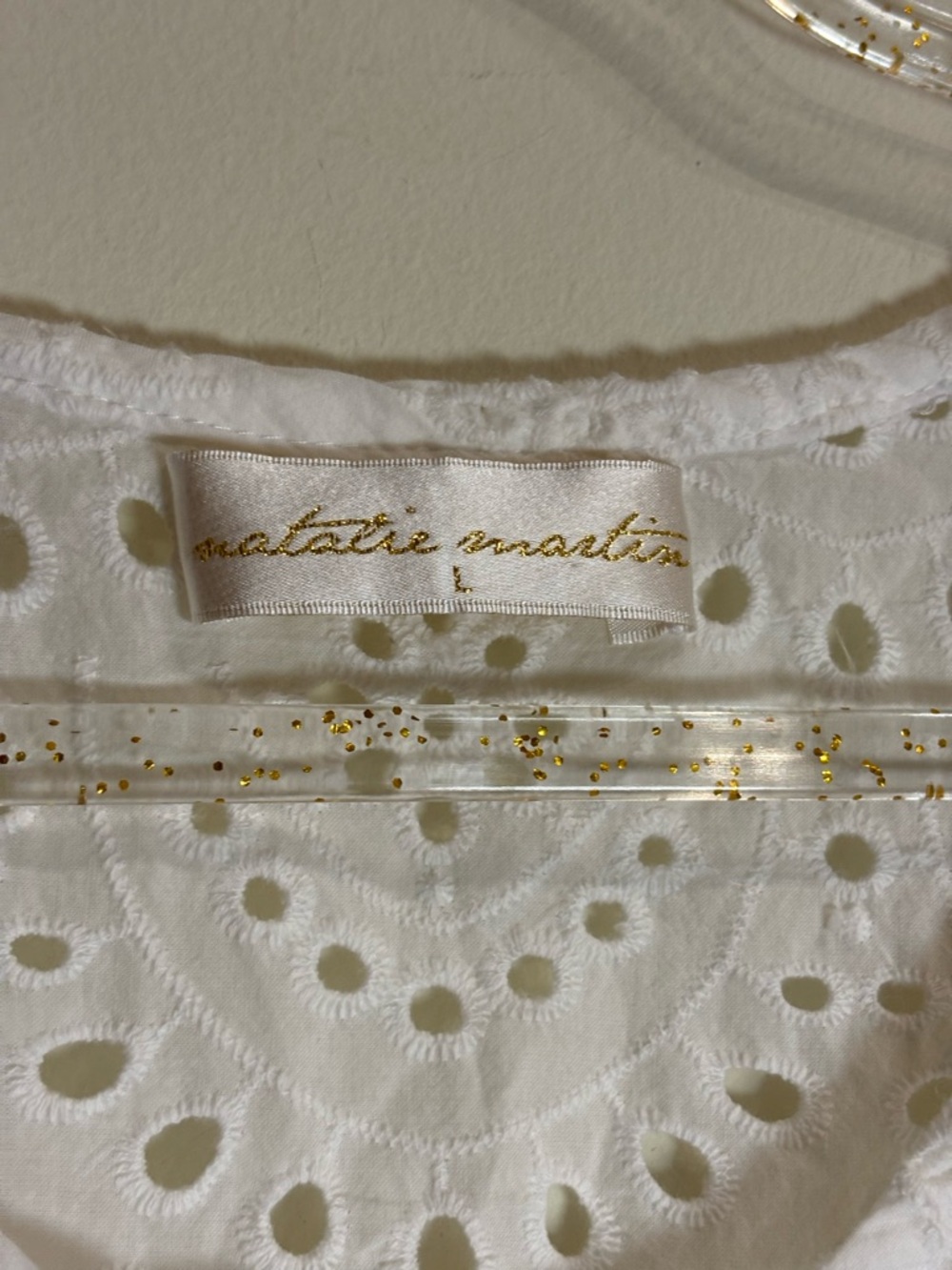 Natalie Martin Cotton White Eyelet Tank in Salt NWOT Large - Picture 4 of 5